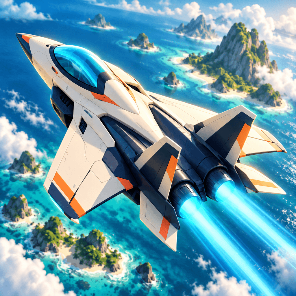 Jets.io jet flying over tropical islands